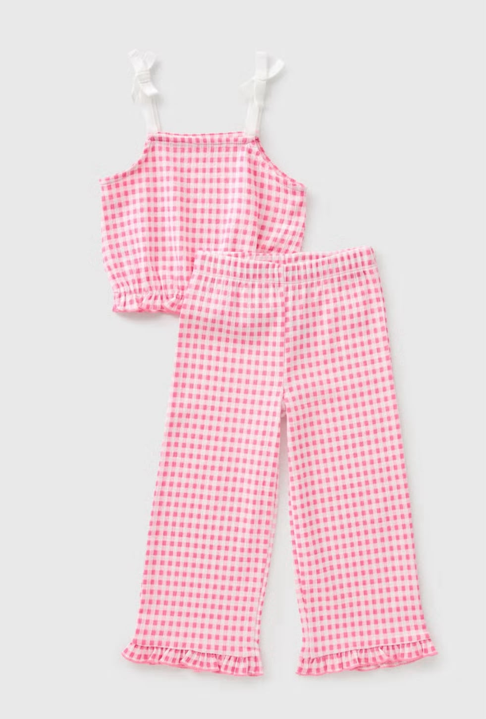 Pink Gingham Top & Trousers Set