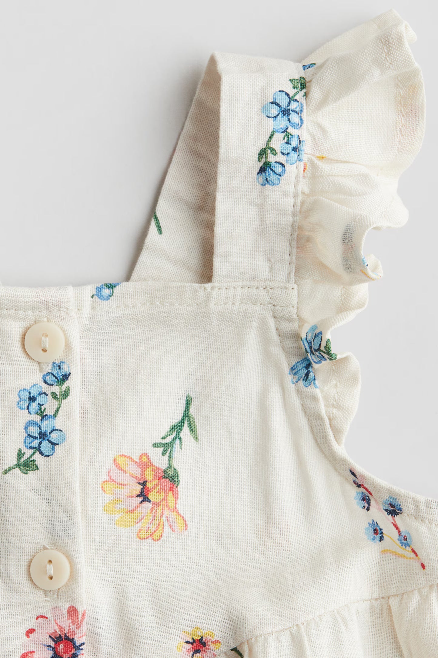 Flounce-trimmed Floral cotton dress