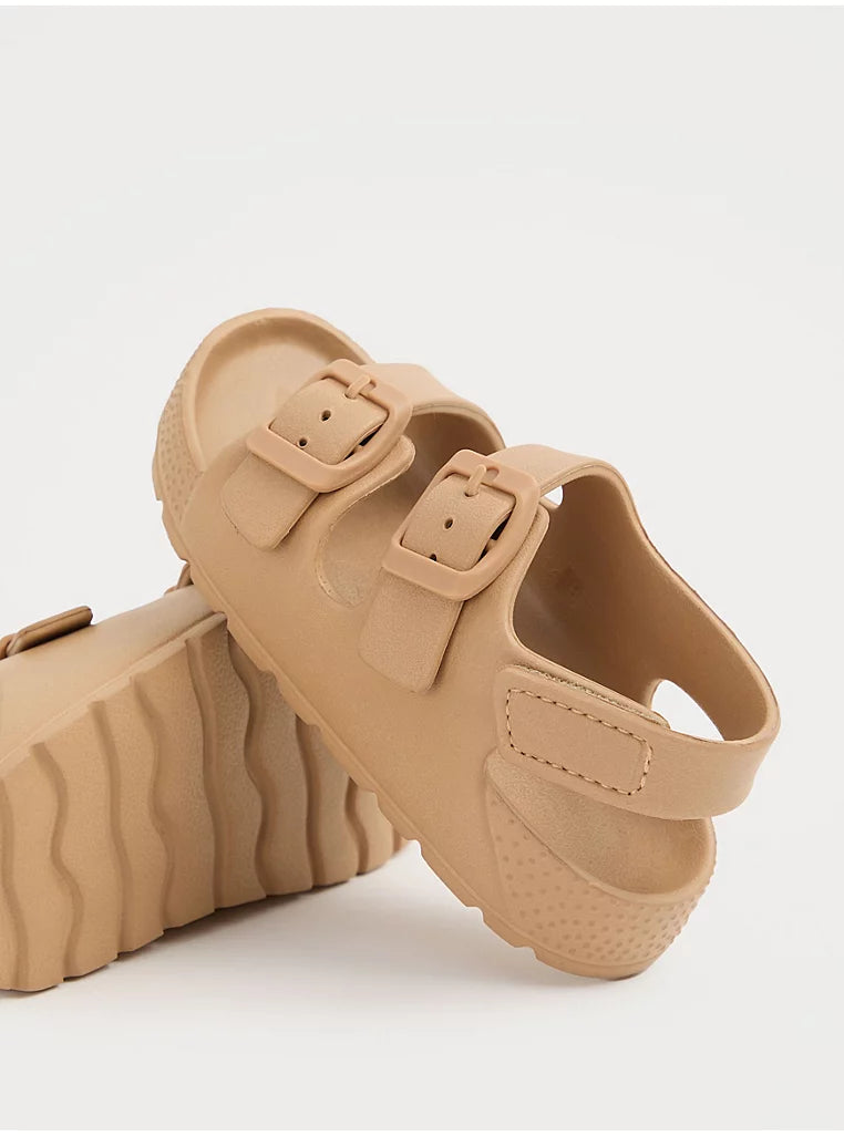 Tan Double Buckle Sandals