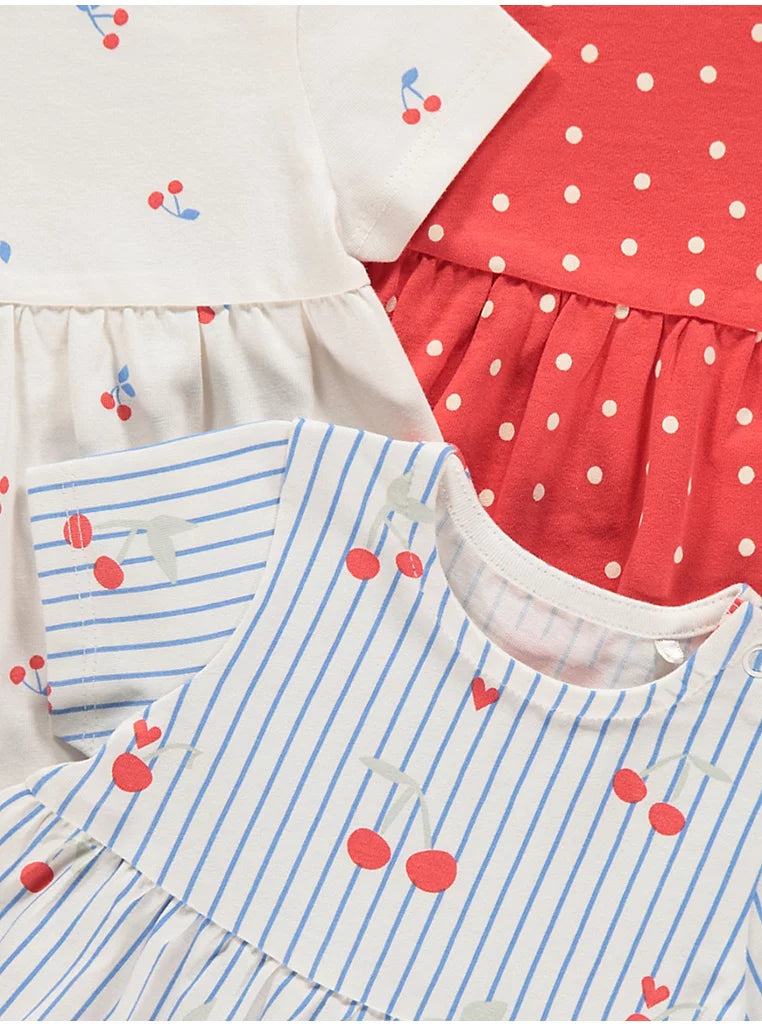 Cherry Striped Dresses 3 Pack