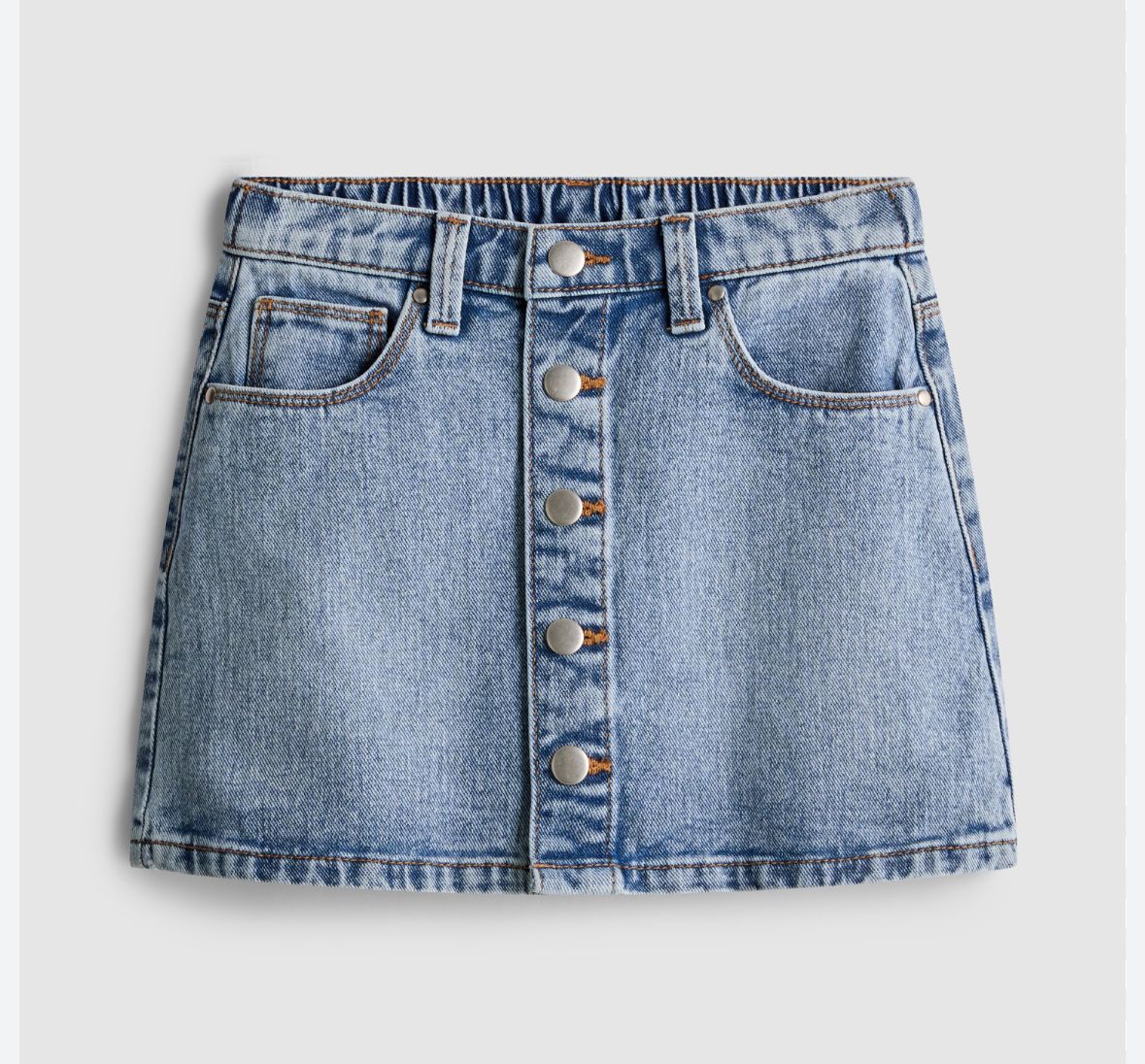 Popper Denim Skirt