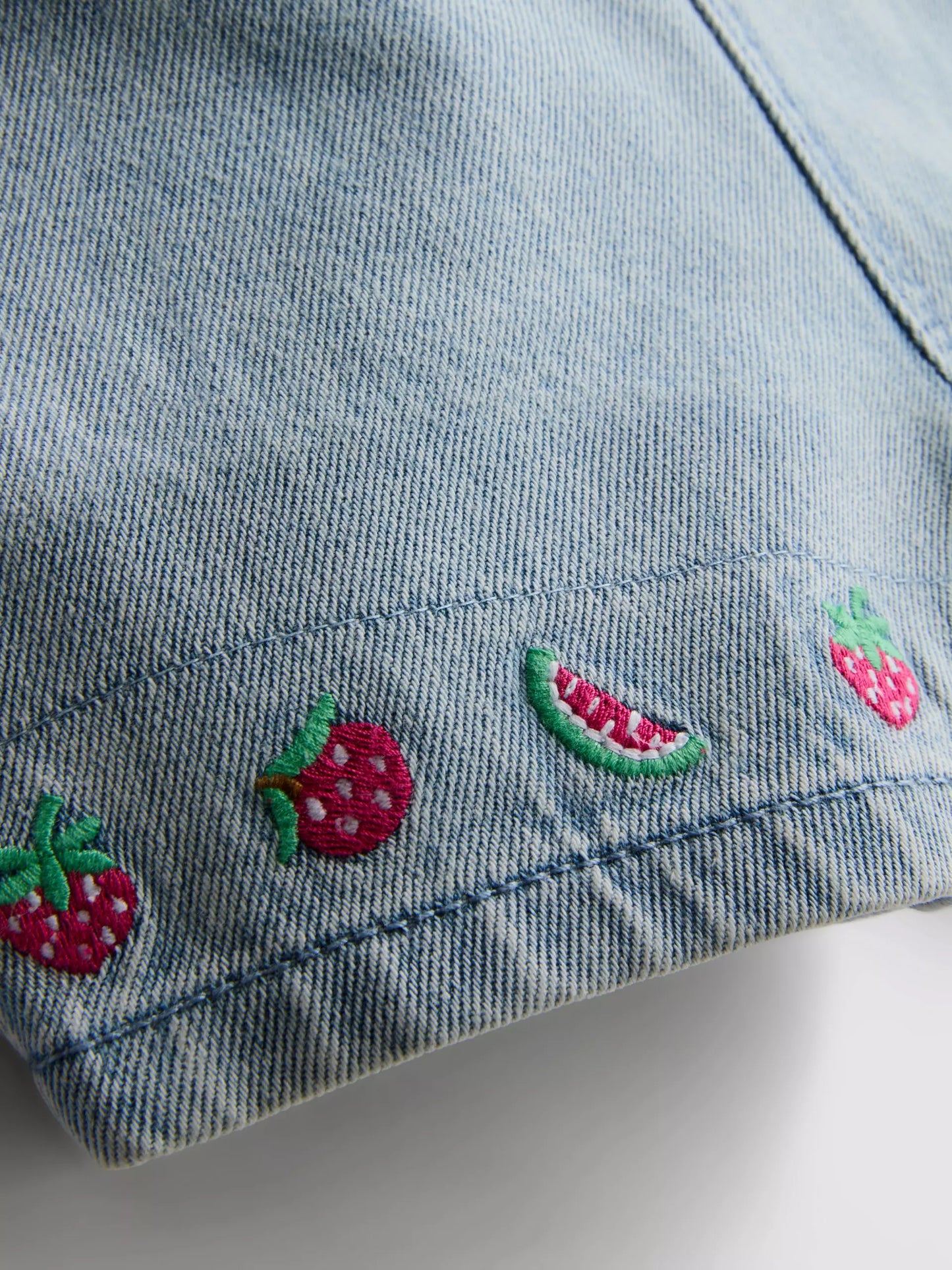 T-Shirt and Fruit Embroidered Dungarees Set