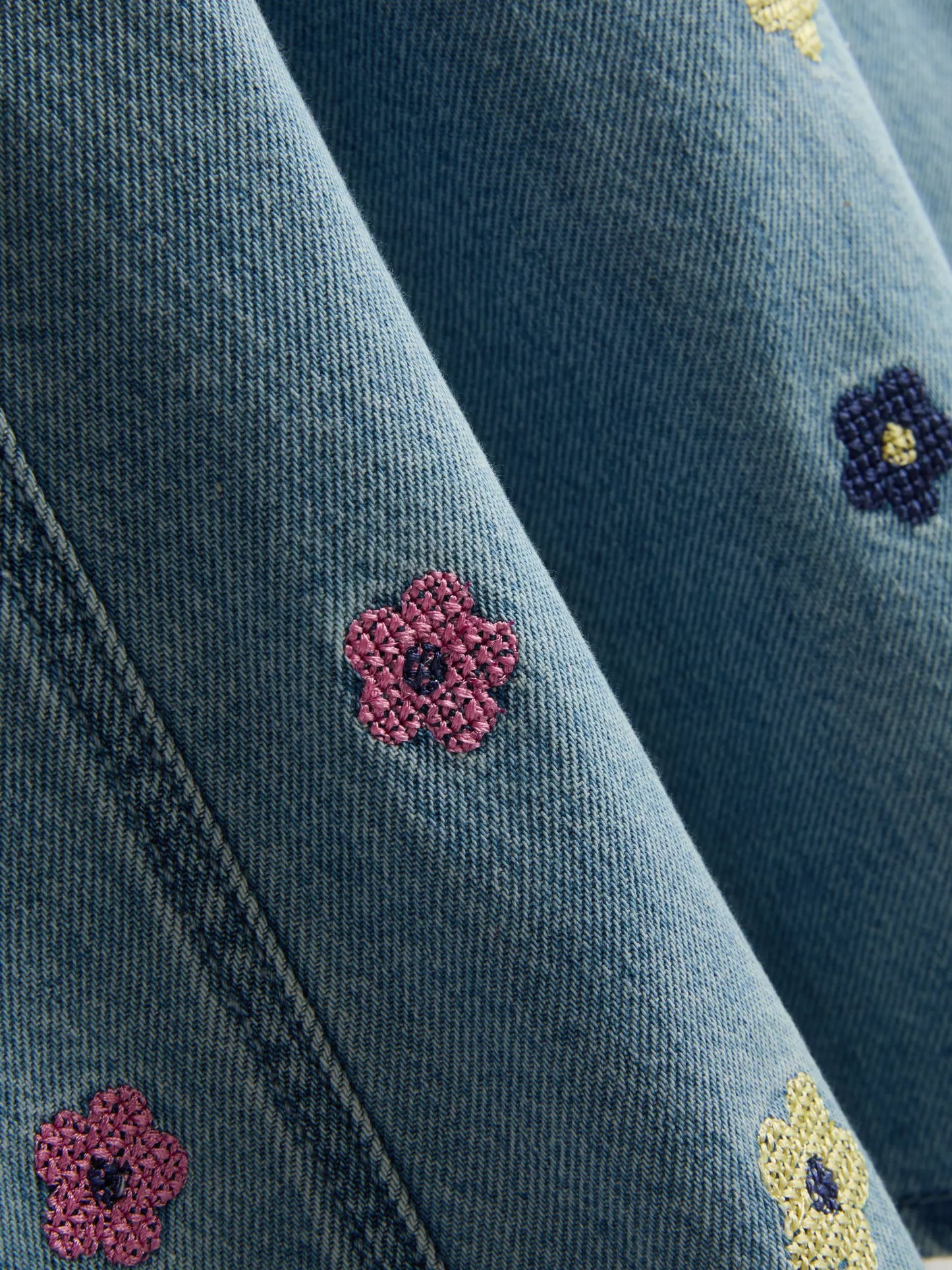 Embroidered Denim Dress