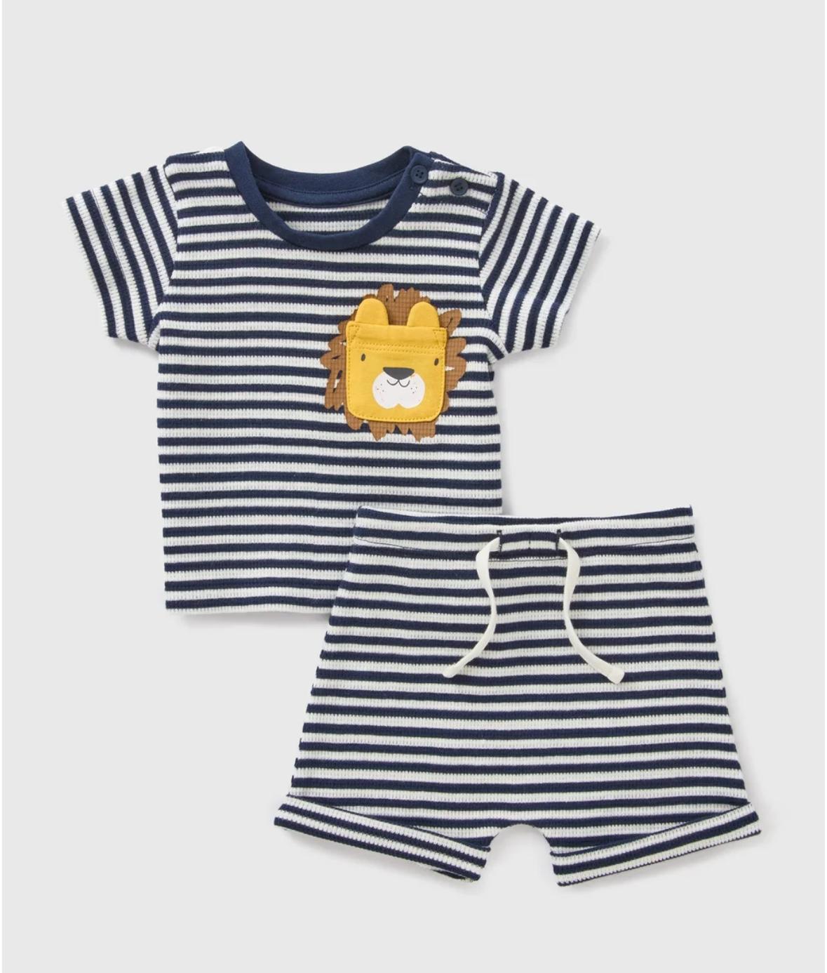 Lion Waffle Stripe Top & Shorts set
