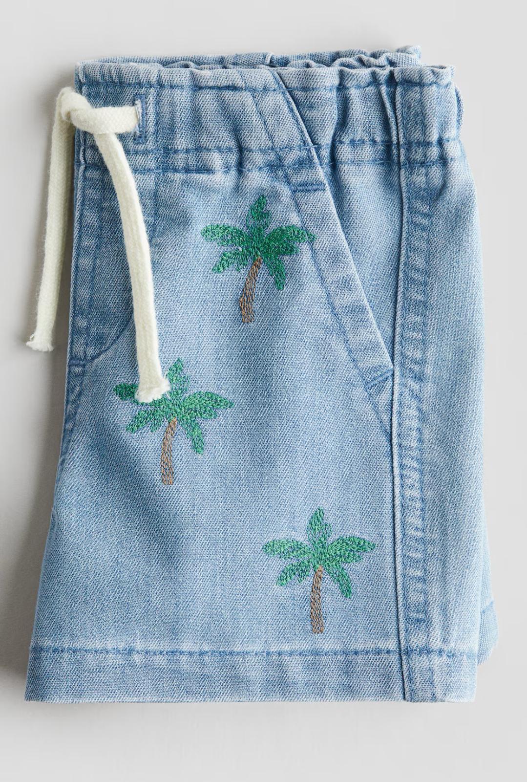 Embroidery-Detail Denim Shorts