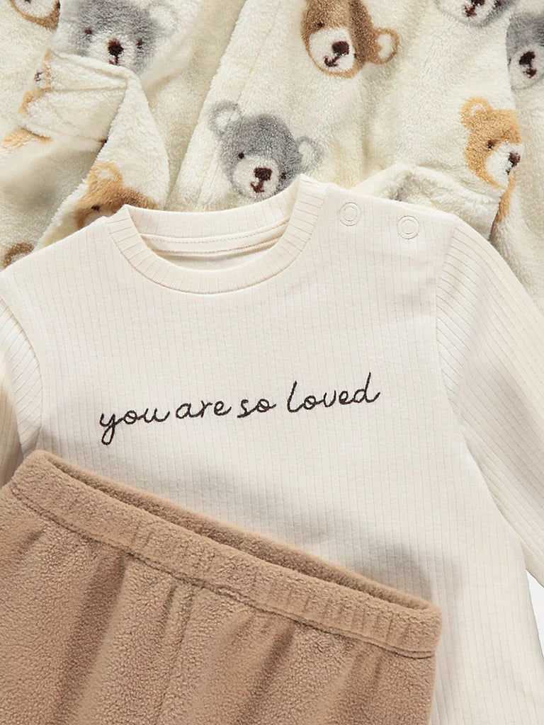 Long Sleeve Pyjamas and Bear Fleece Dressing Gown