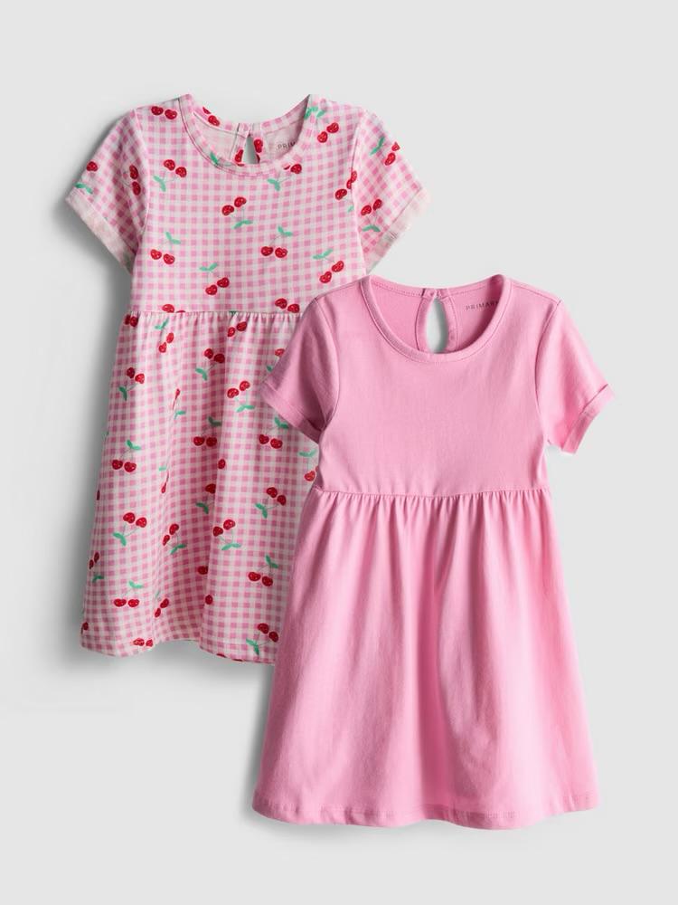 2 Pk Cotton Cherry Dresses
