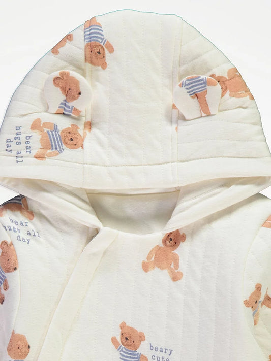 Teddy Bear Quilted Footless Pramsuit