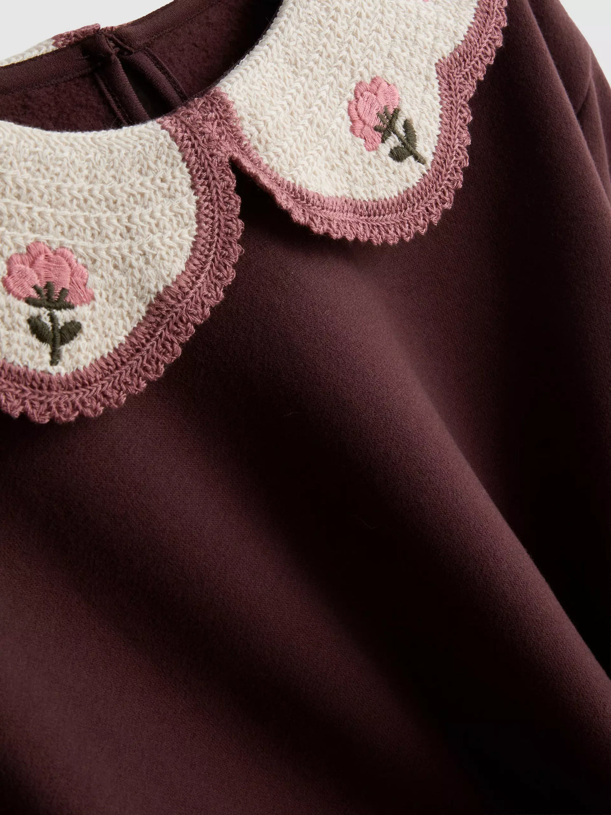 Crochet Collared Sweatshirt