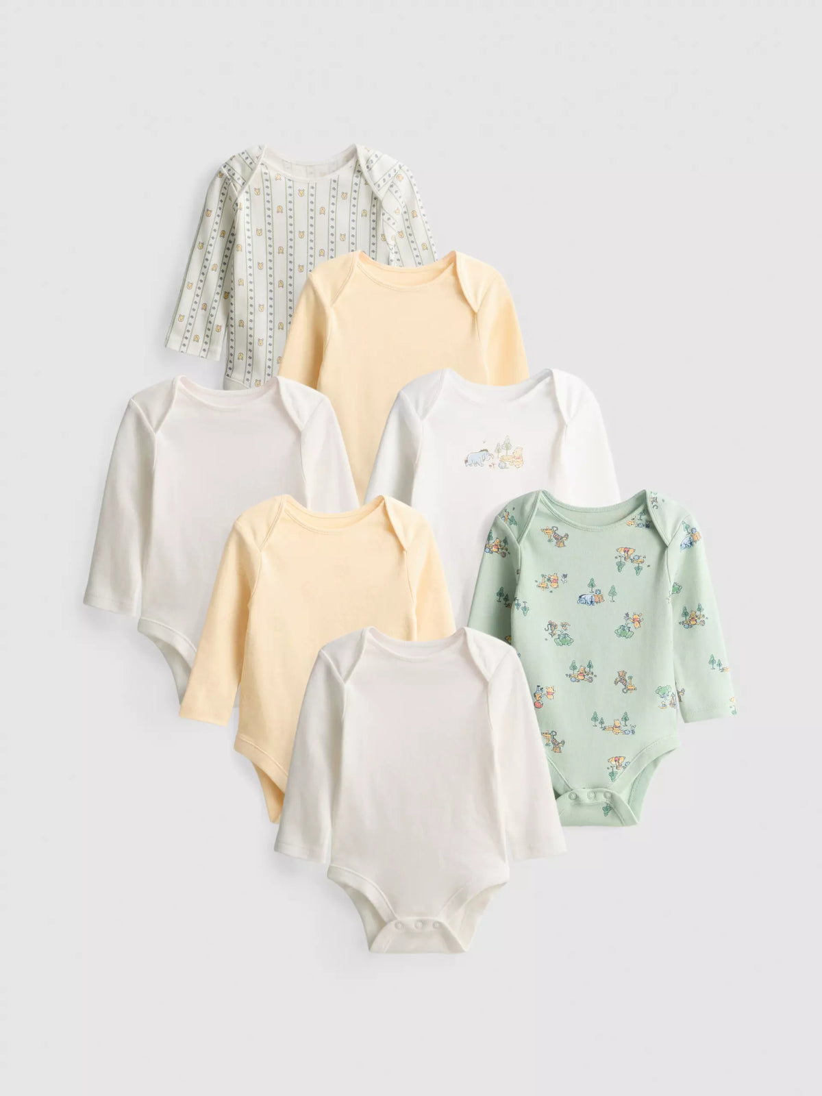 7pk Disney’s Winnie the Pooh Long Sleeve Bodysuits