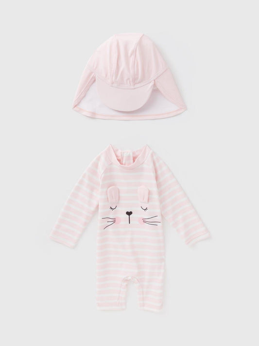 Bunny Pink Swimsuit & Hat