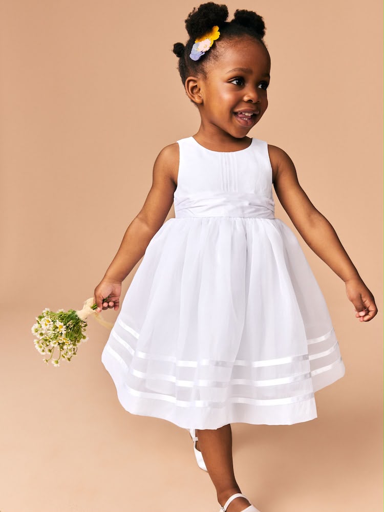 White Flower Girl Organza Dress