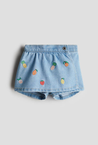 Embroidery-Detail Skort