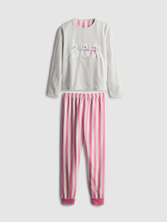 Cat Graphic Fleece Pyjamas