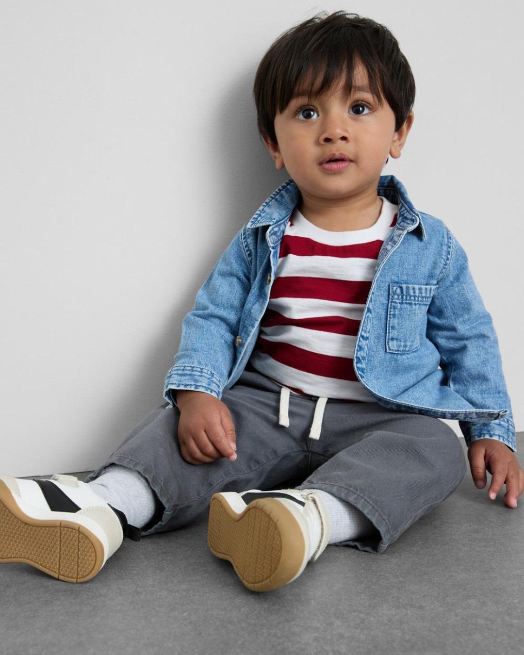 Long Sleeve T-short, Trousers and Denim Shirt Set