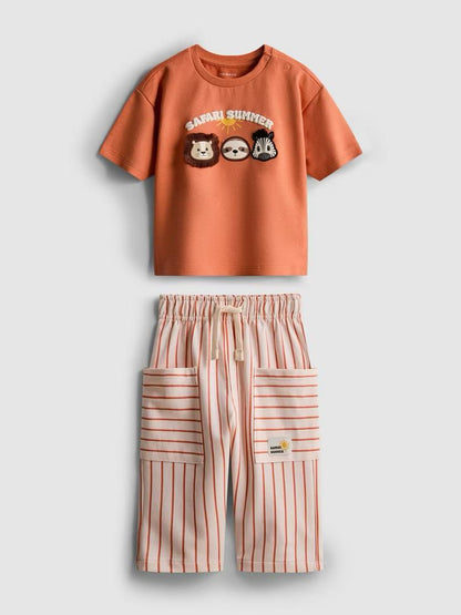 Safari Summer T-shirt and Stripe Trousers Set