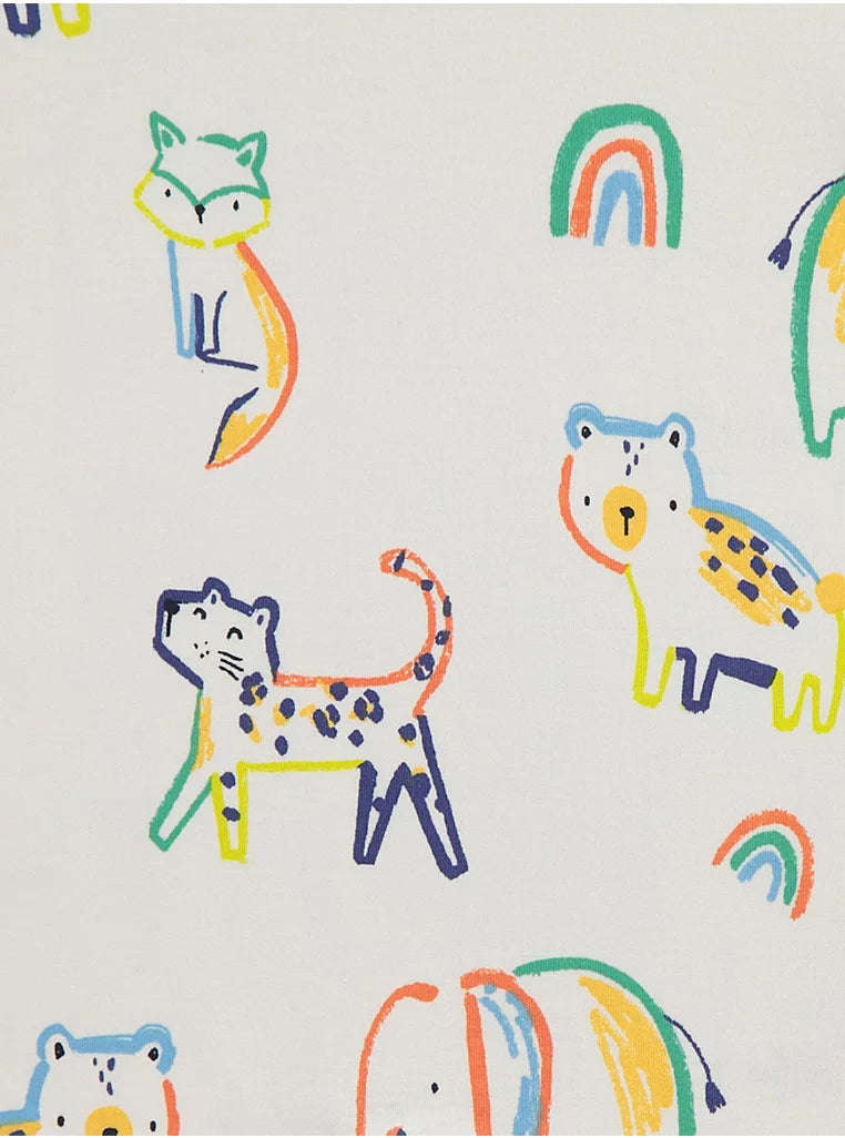 3 Pk Bright Animals Striped Rompers