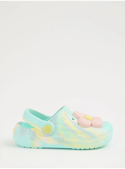 Aqua Marble Flower Clogs