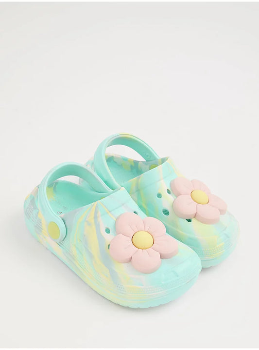 Aqua Marble Flower Clogs