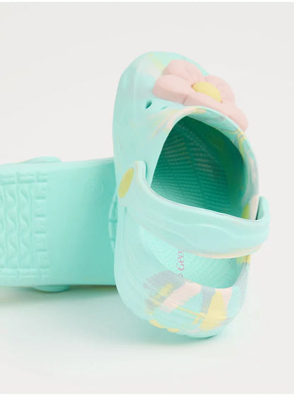 Aqua Marble Flower Clogs