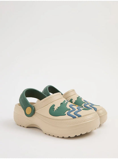 Stone Crocodile Badge Clogs