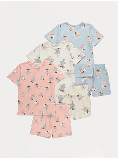 3 Pk Fairy Shorts Pyjamas