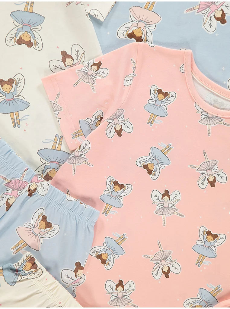 3 Pk Fairy Shorts Pyjamas