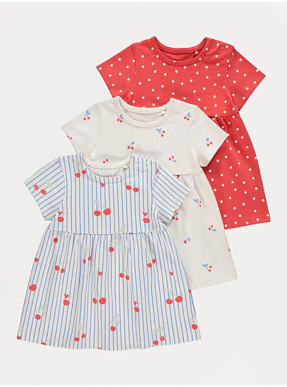 Cherry Striped Dresses 3 Pack