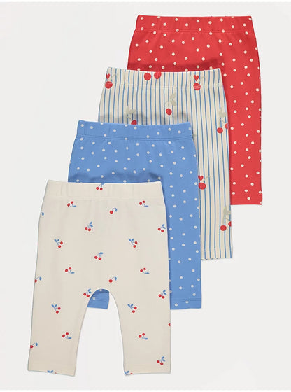 Cherry Striped Leggings 4 Pack