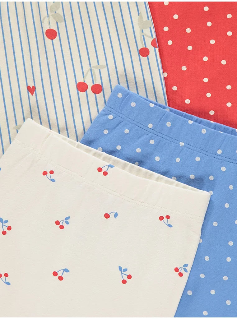 Cherry Striped Leggings 4 Pack