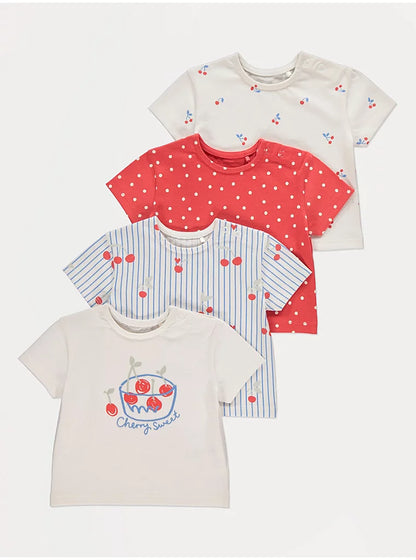 Cherry Striped T-Shirts 4 Pack