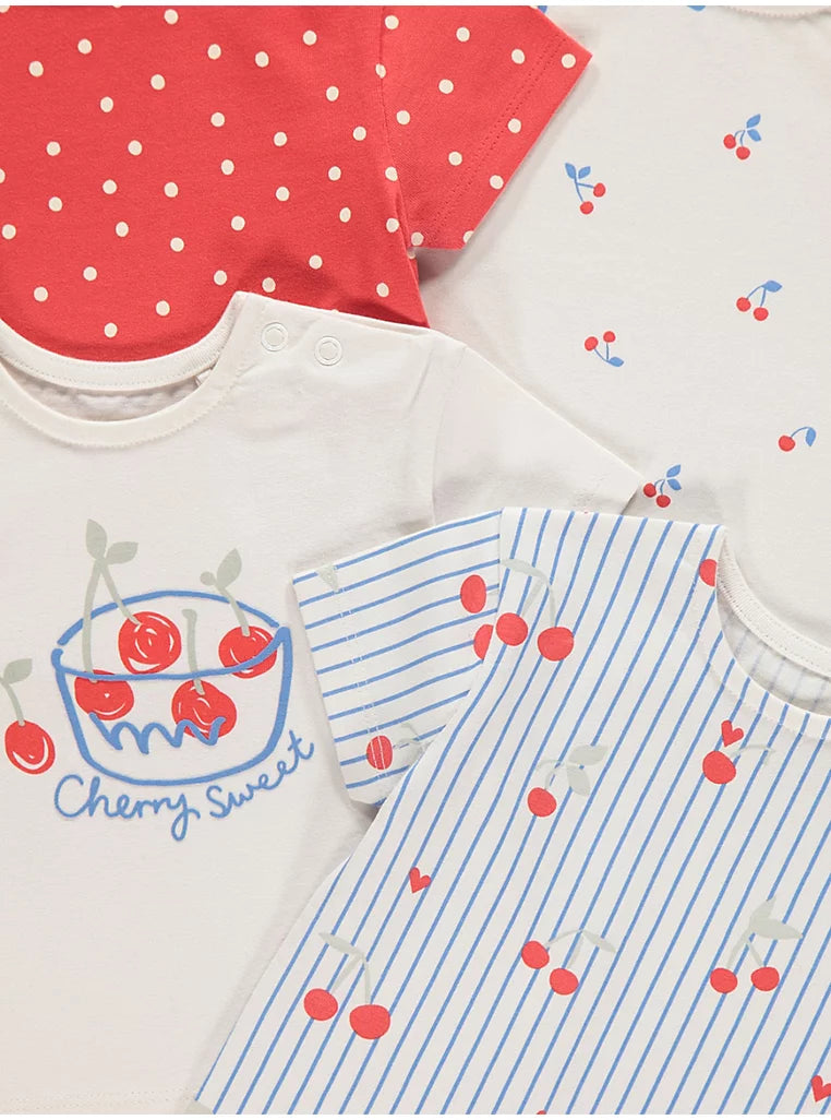 Cherry Striped T-Shirts 4 Pack