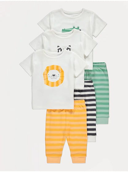 Animal Stripe Short Sleeve Pyjamas 3 Pack