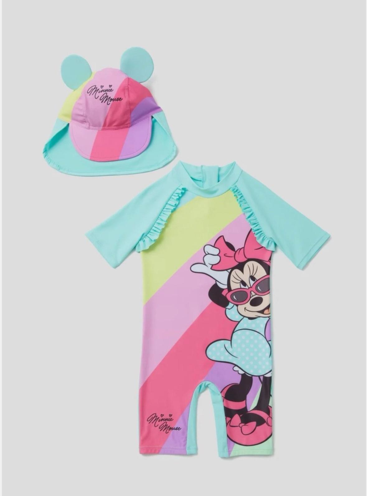 Disney Minnie Mouse Multicoloured Swimsuit & Hat Set
