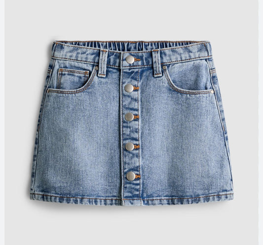 Popper Denim Skirt
