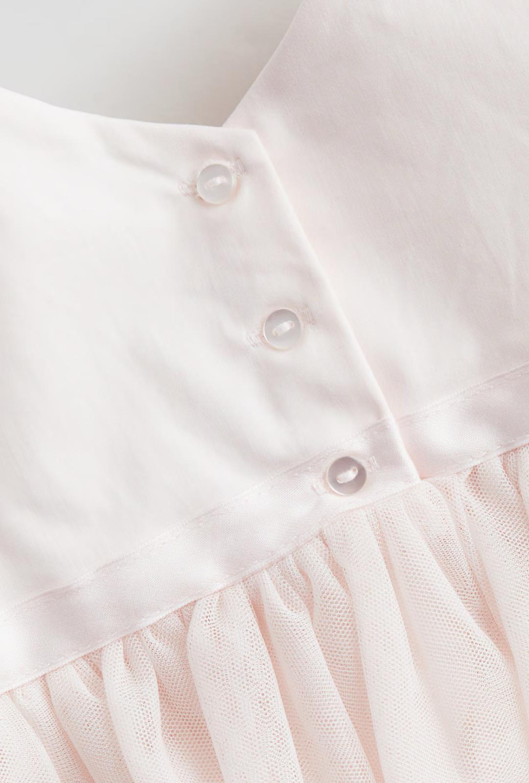 Puff-Sleeved Tulle Dress