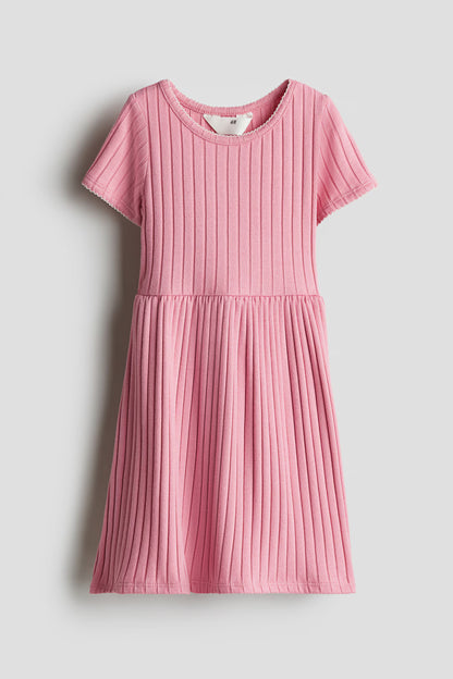 Pink Rib-Knit Dress