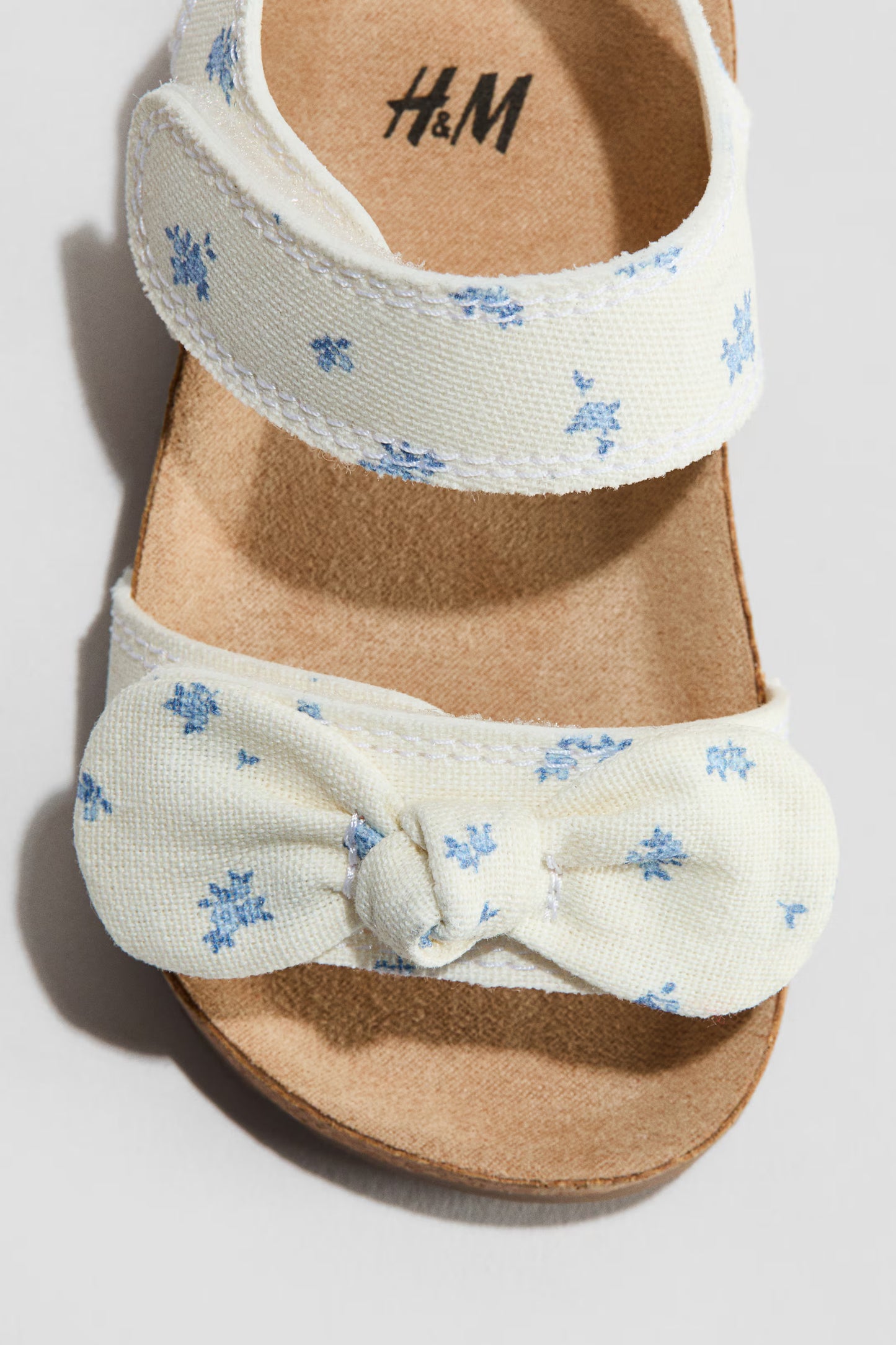 White & Blue Floral Sandals
