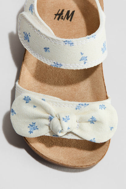 White & Blue Floral Sandals