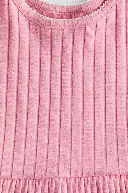Pink Rib-Knit Dress