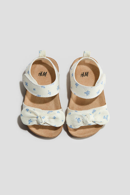 White & Blue Floral Sandals