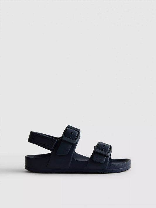 Double Buckle Navy Strap Sandals