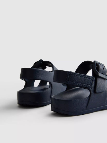 Double Buckle Navy Strap Sandals