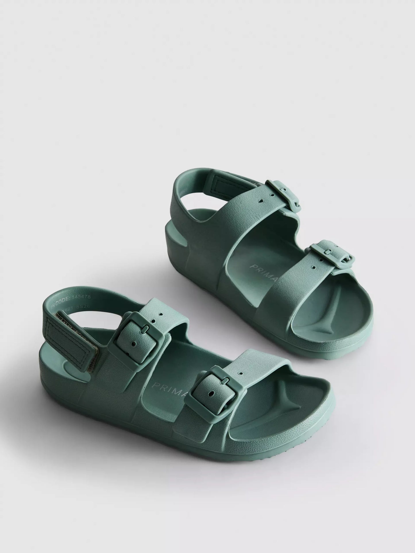 Double Buckle Green Straps Sandals