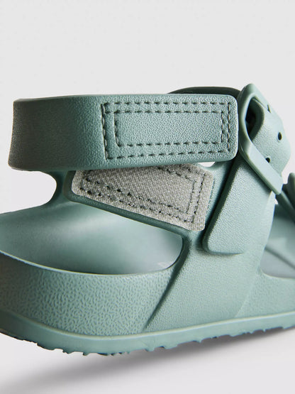 Double Buckle Green Straps Sandals