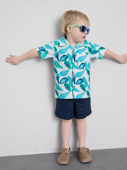 Slub Cotton Shirt and Shorts Set