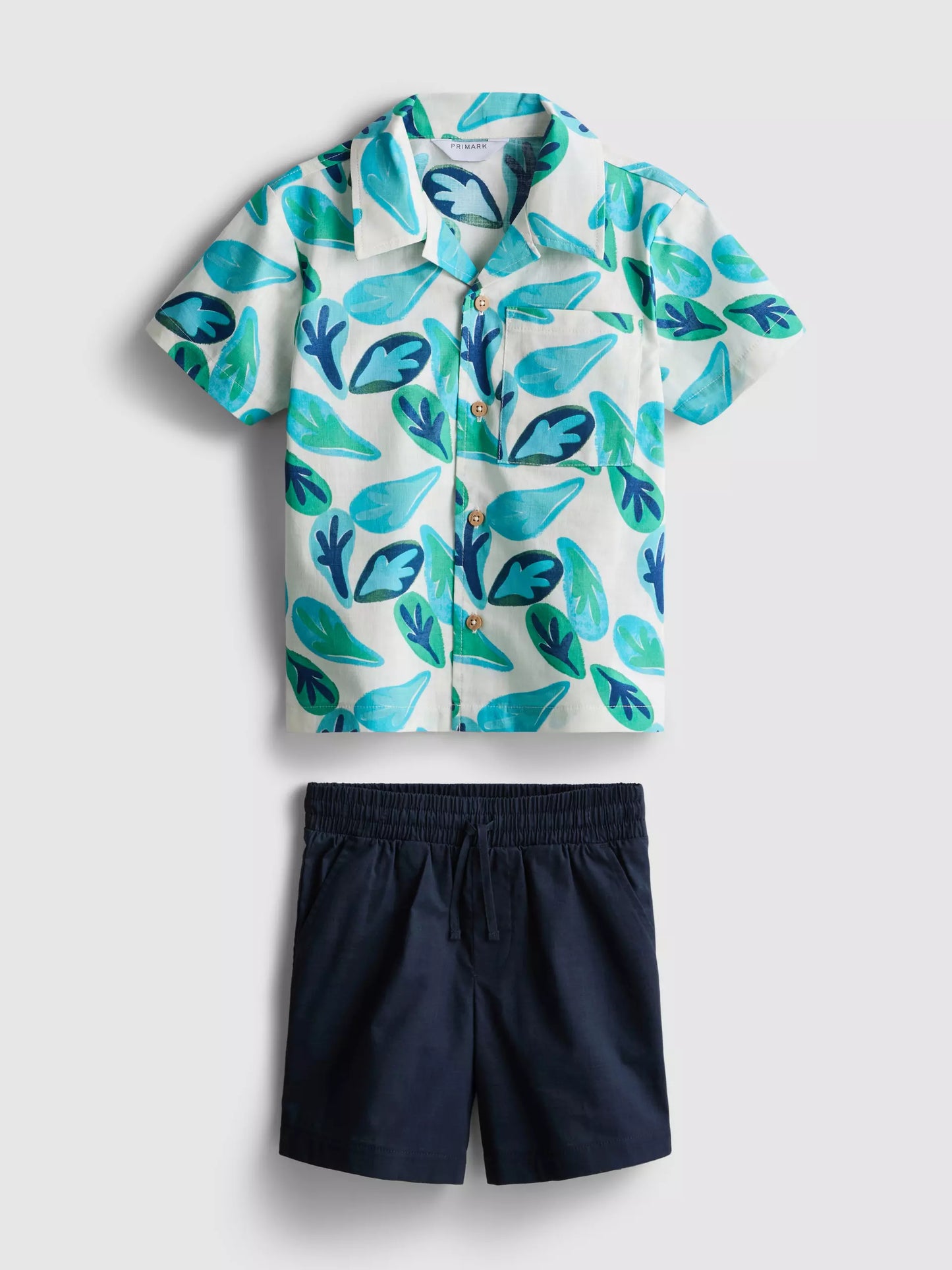 Slub Cotton Shirt and Shorts Set