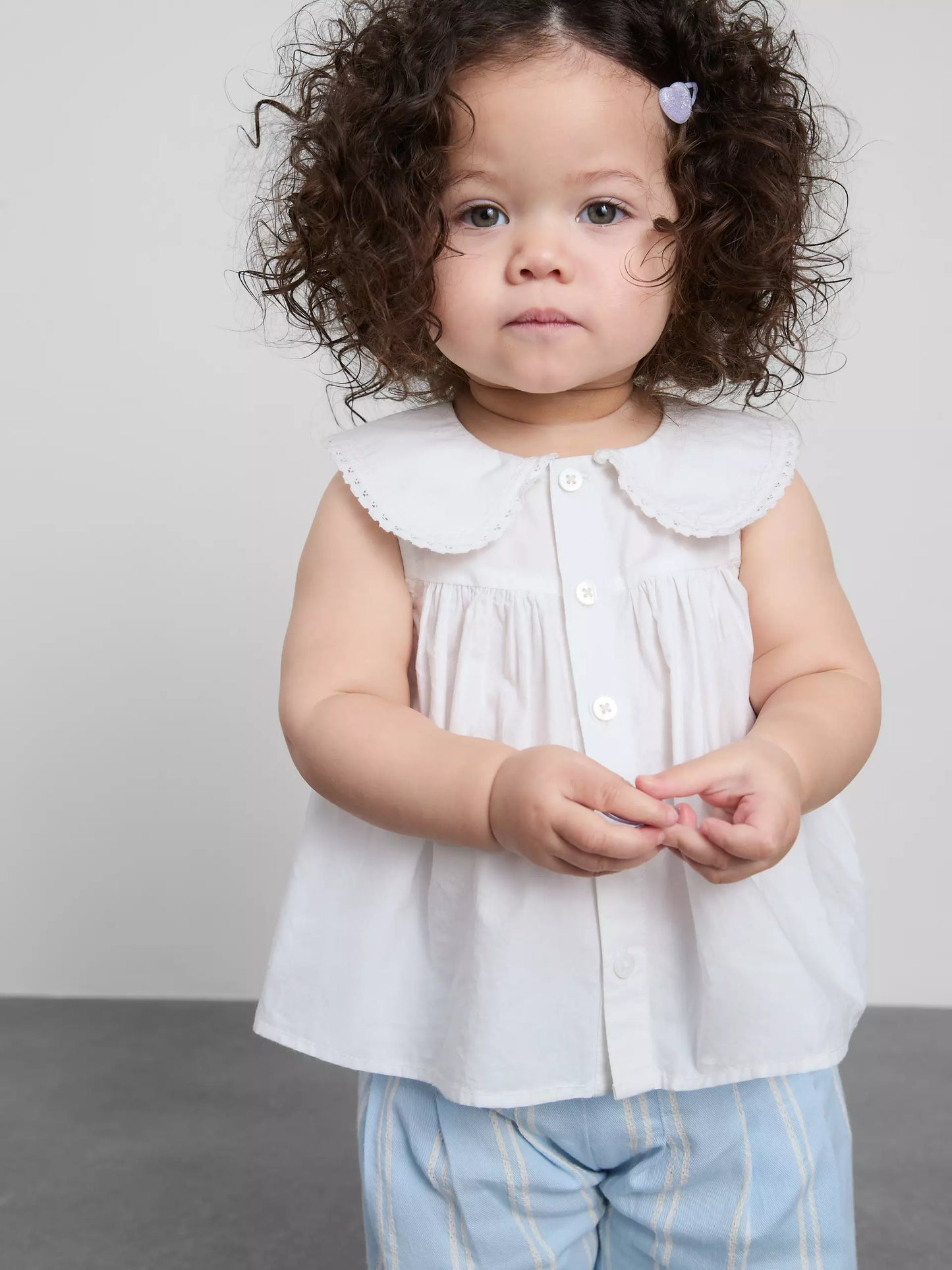 Collared Sleeveless Blouse and Trousers Set