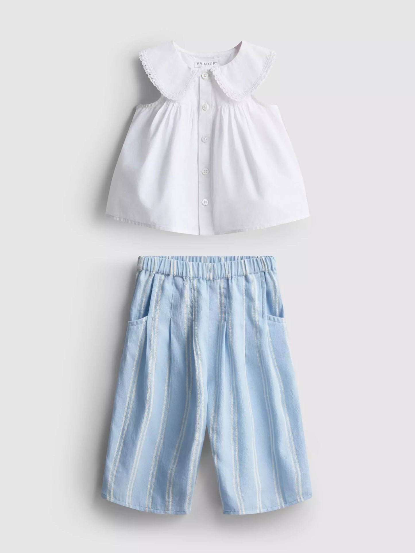 Collared Sleeveless Blouse and Trousers Set
