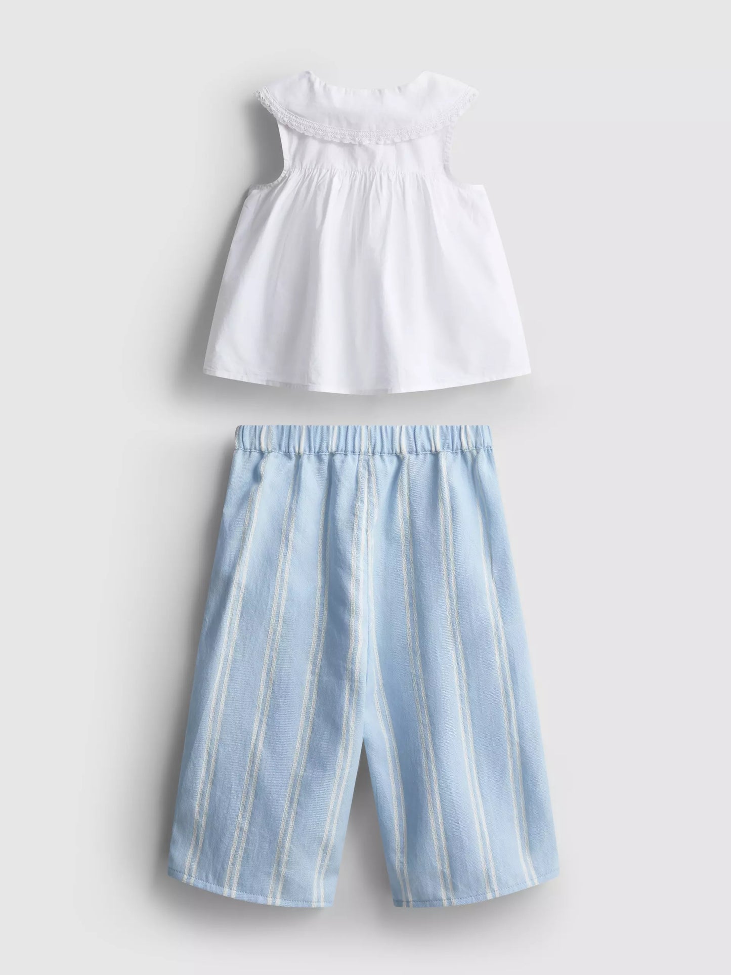 Collared Sleeveless Blouse and Trousers Set